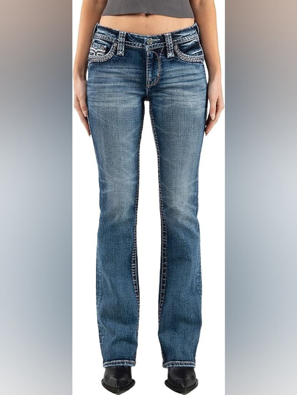 Rock Revival Yiu Women's Medium Blue Bootcut Jeans Size 24